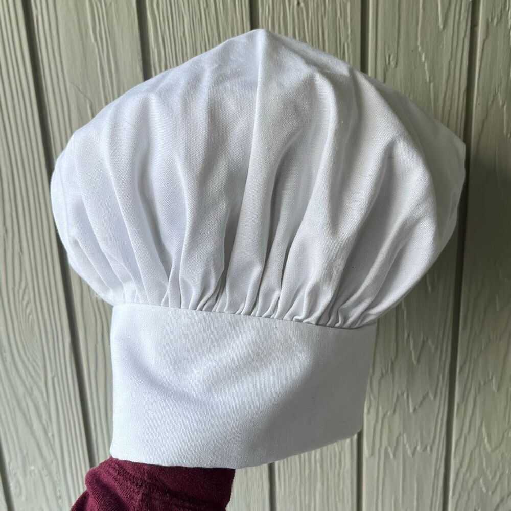 VTG 80s French Chef Hat Toque Originals by Gwen White Cotton Kitchen Costume